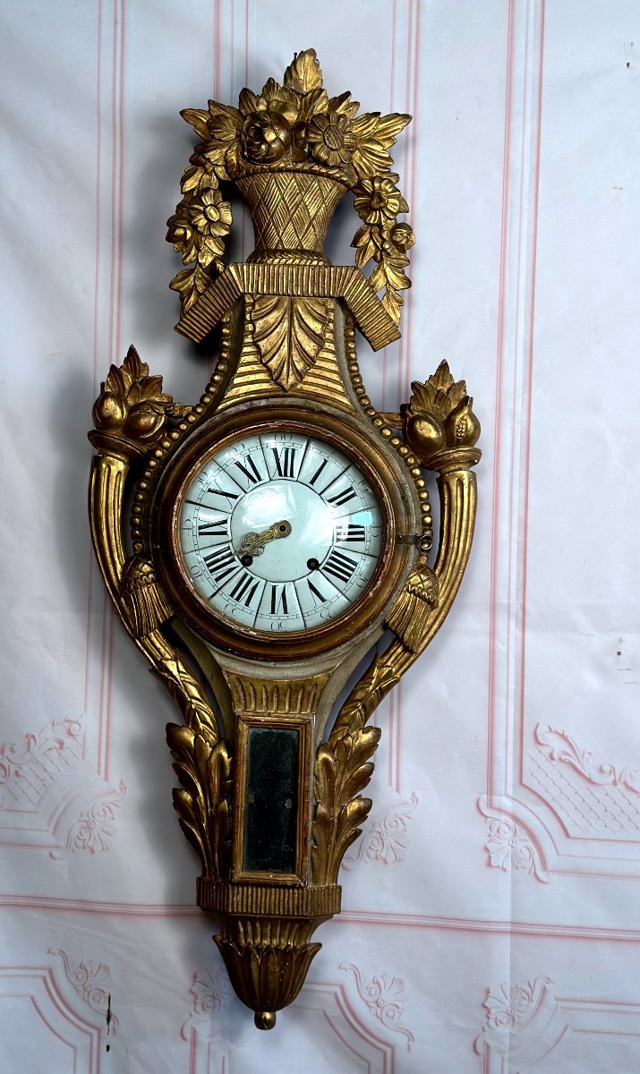 18th Century Gilded Wooden Wall Clock -photo-2