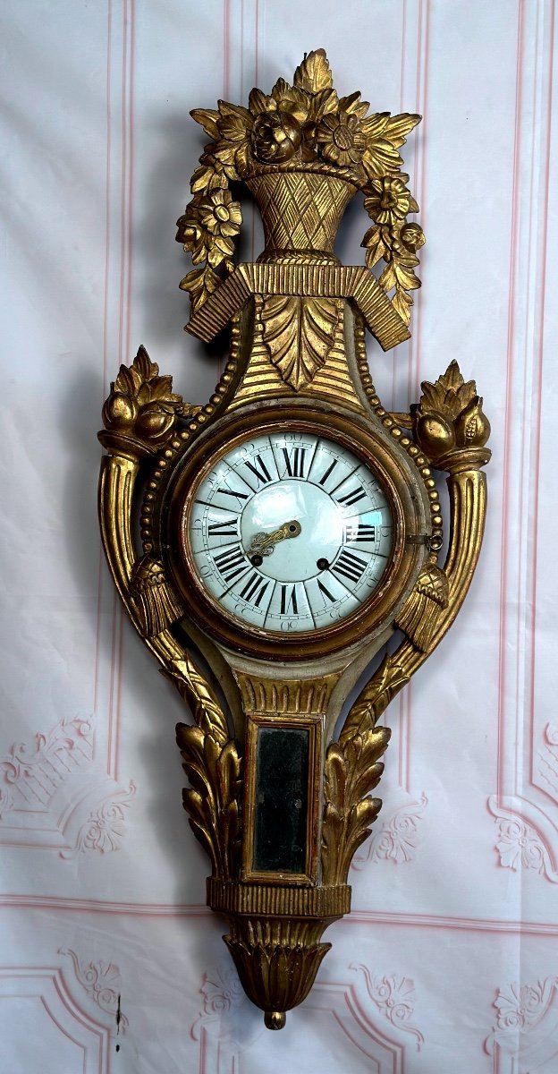 18th Century Gilded Wooden Wall Clock 