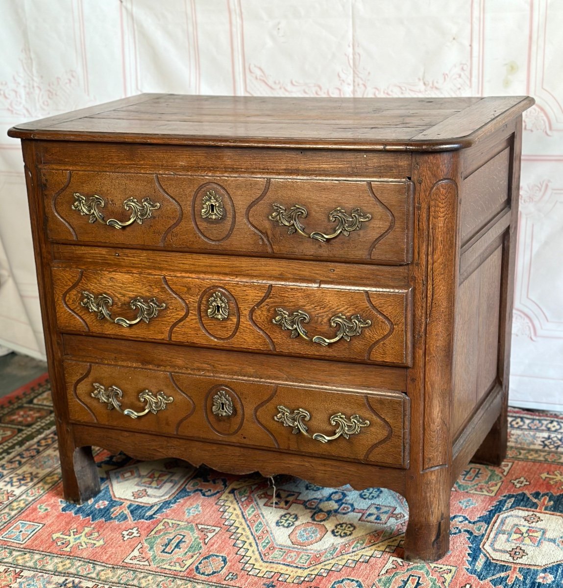 Petite Commode Dite " Parisienne " En Noyer 18 Eme Siècles-photo-2