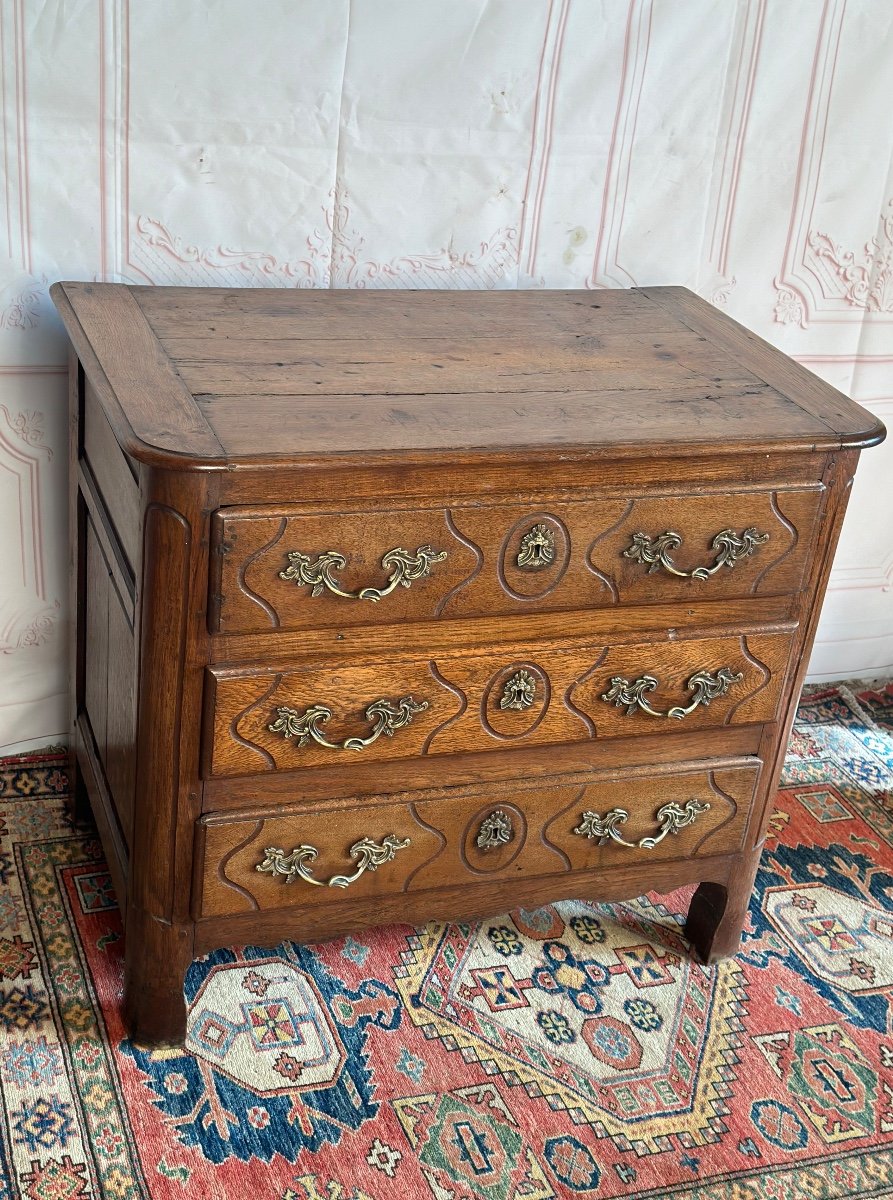 Petite Commode Dite " Parisienne " En Noyer 18 Eme Siècles-photo-4