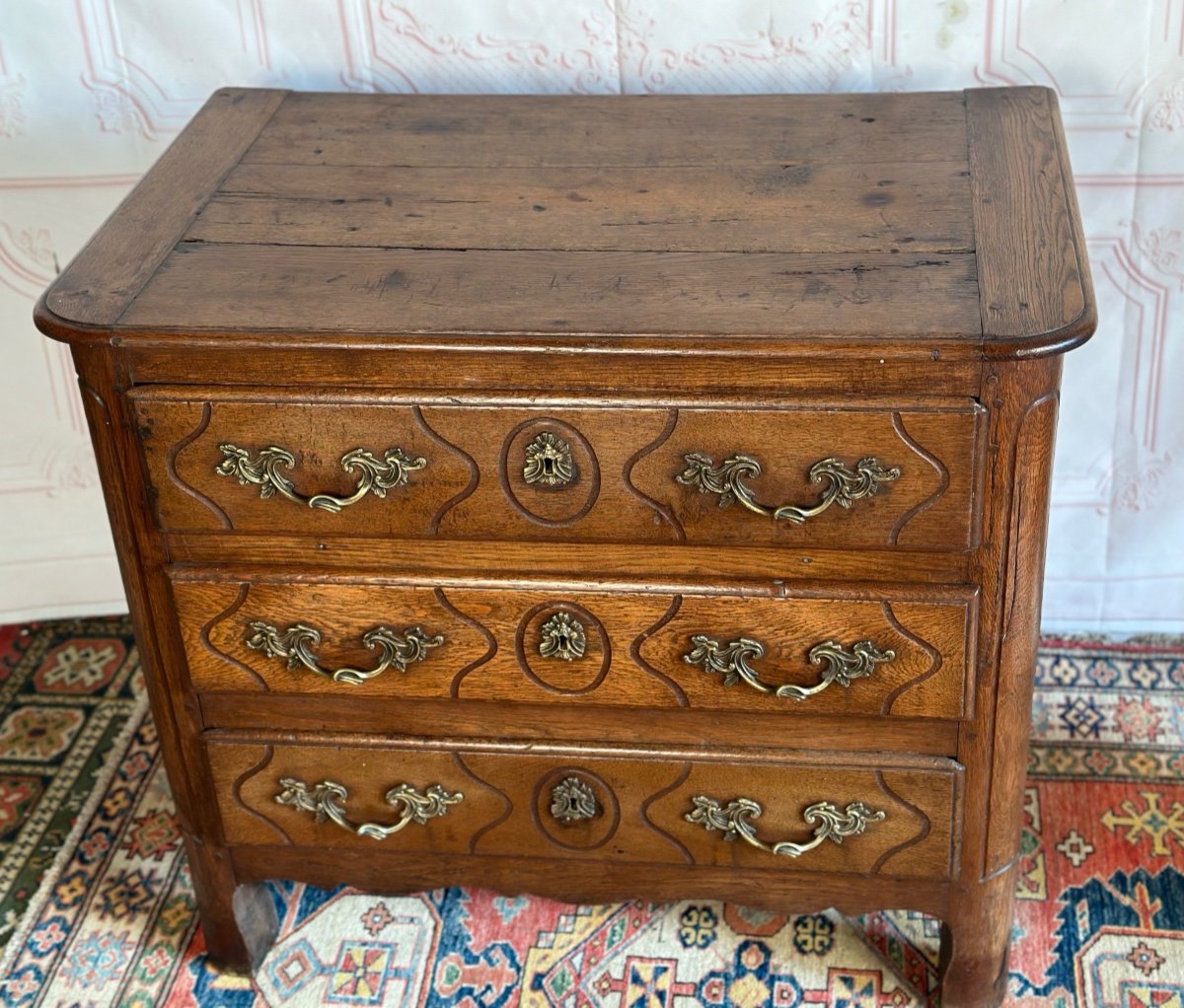 Petite Commode Dite " Parisienne " En Noyer 18 Eme Siècles-photo-2