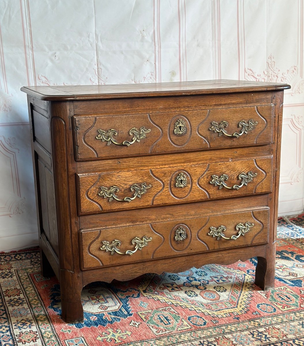 Petite Commode Dite " Parisienne " En Noyer 18 Eme Siècles-photo-3