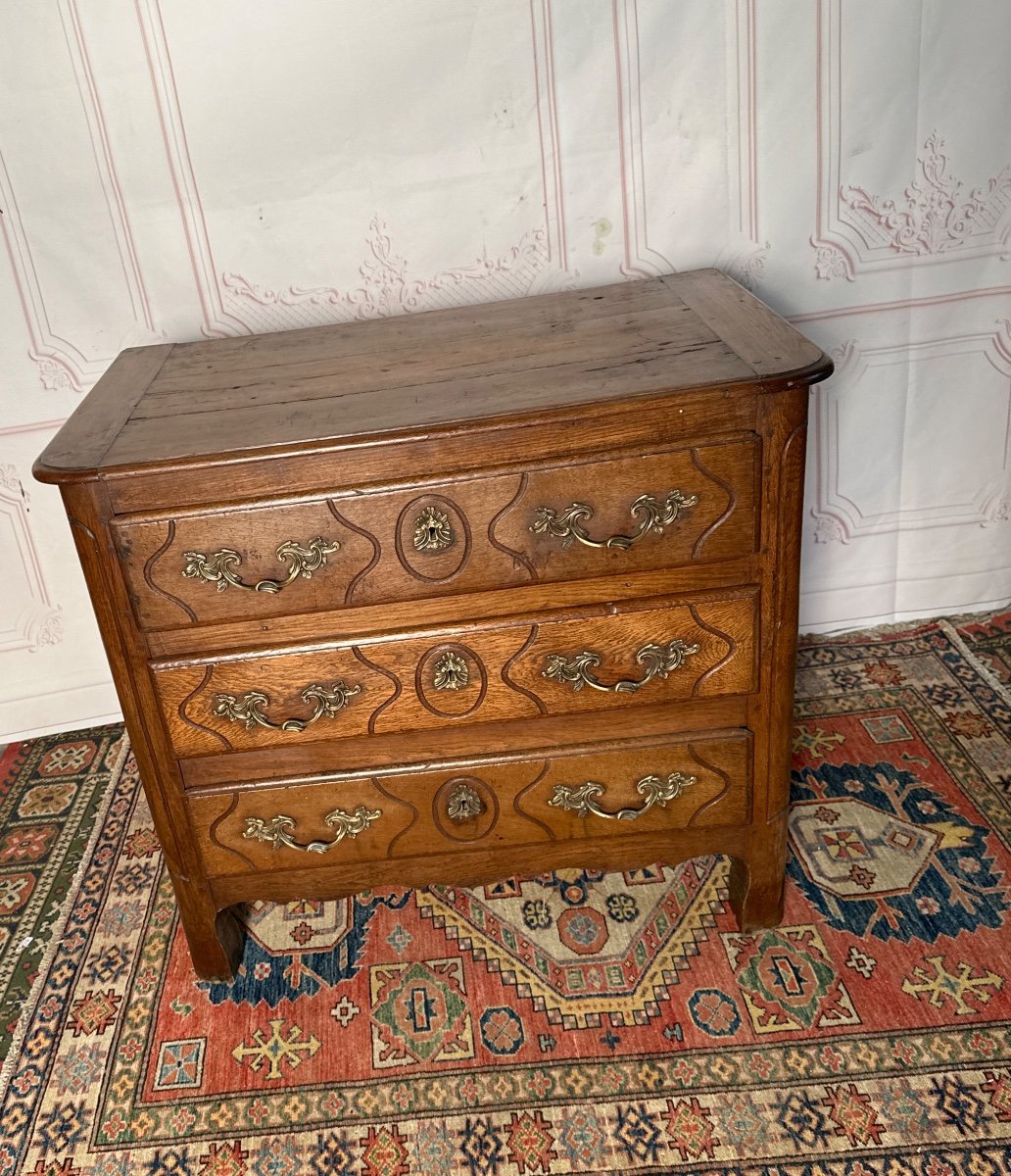 Petite Commode Dite " Parisienne " En Noyer 18 Eme Siècles-photo-5