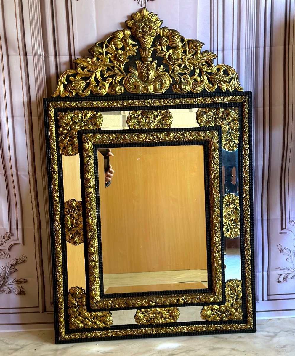 Brass Glazing Bead Mirror – 19th Century