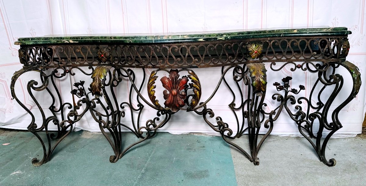 Large Wrought Iron Console -photo-4