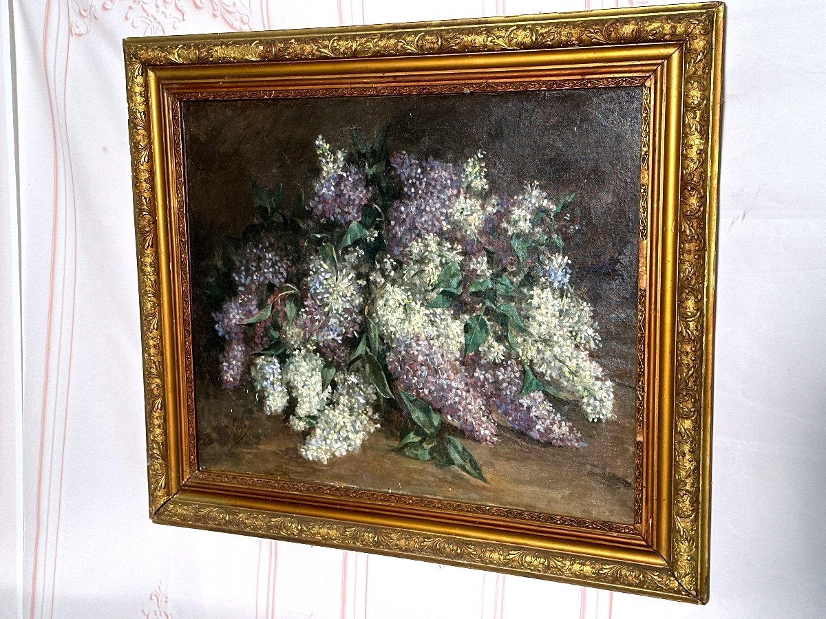 19th Century Lilac Flower Painting -photo-3