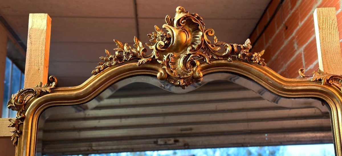 Large Louis XV Mirror In Gilded Wood, 19th Century -photo-4