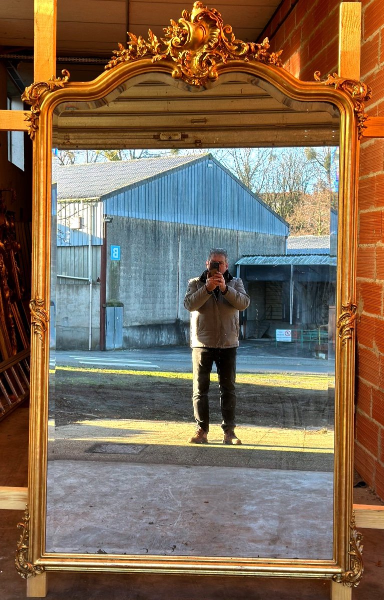 Grand Miroir Louis XV en bois dorées  19 eme siecles -photo-4