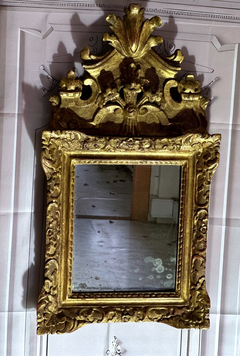 Miroir En Bois Doré  époque régence 18 éme Siècle -photo-1