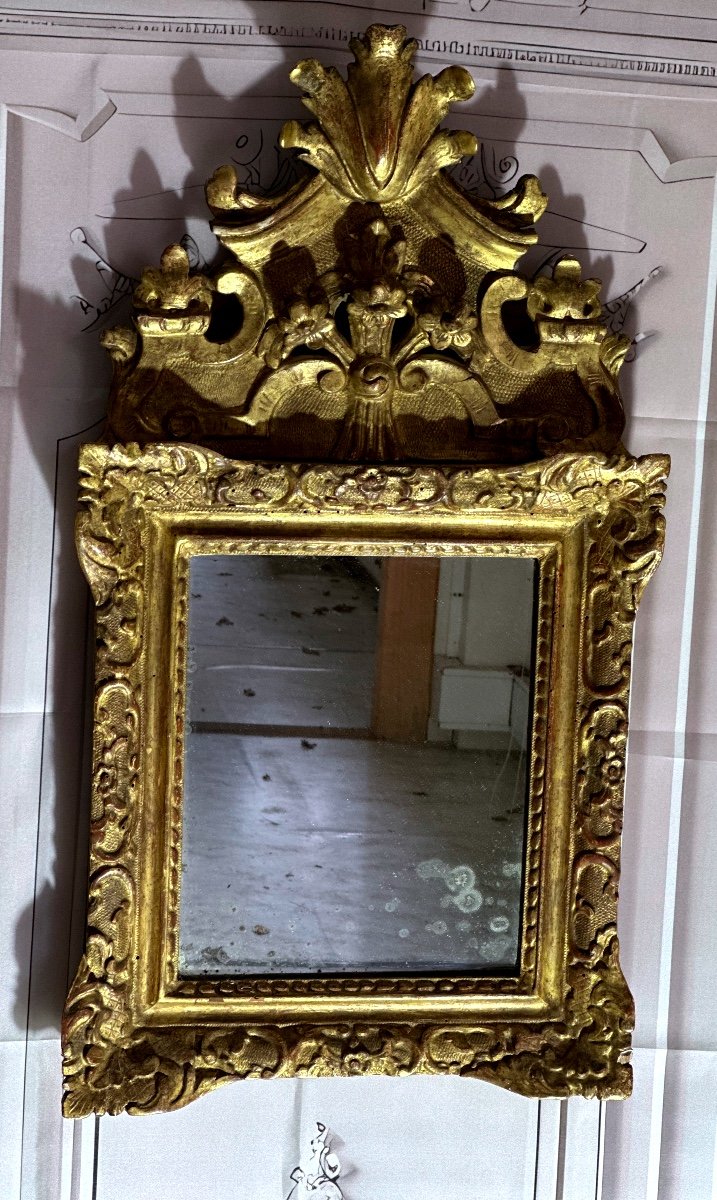 Miroir En Bois Doré  époque régence 18 éme Siècle -photo-4