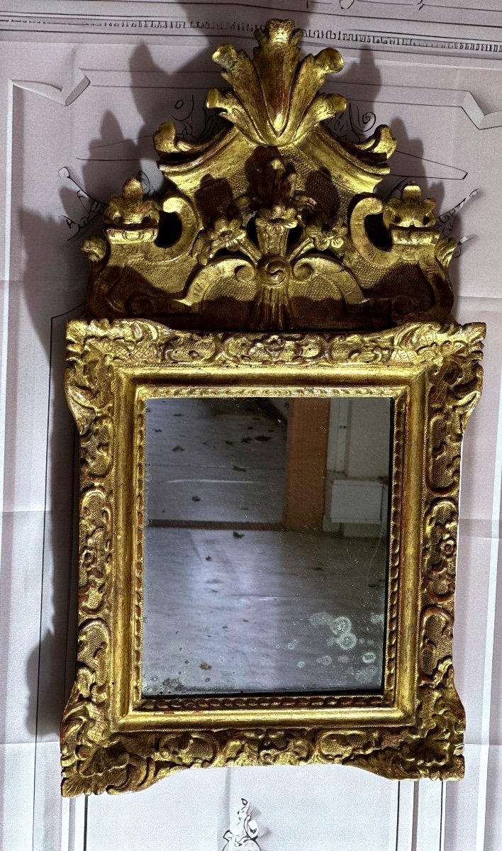 Miroir En Bois Doré  époque régence 18 éme Siècle -photo-5