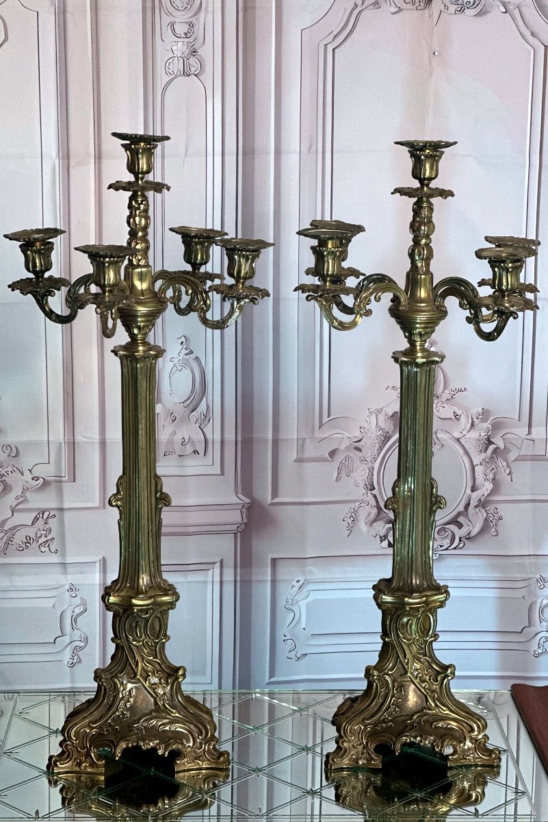 Large Pair Of 19th Century Candelabras-photo-2