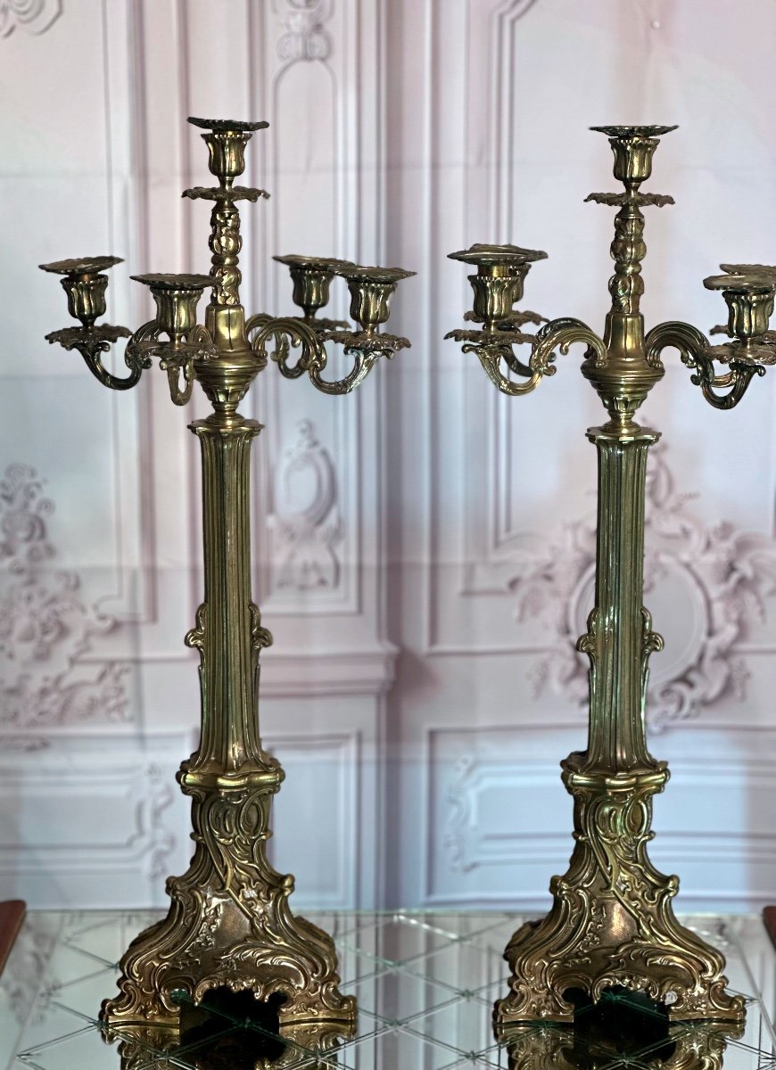 Large Pair Of 19th Century Candelabras-photo-4