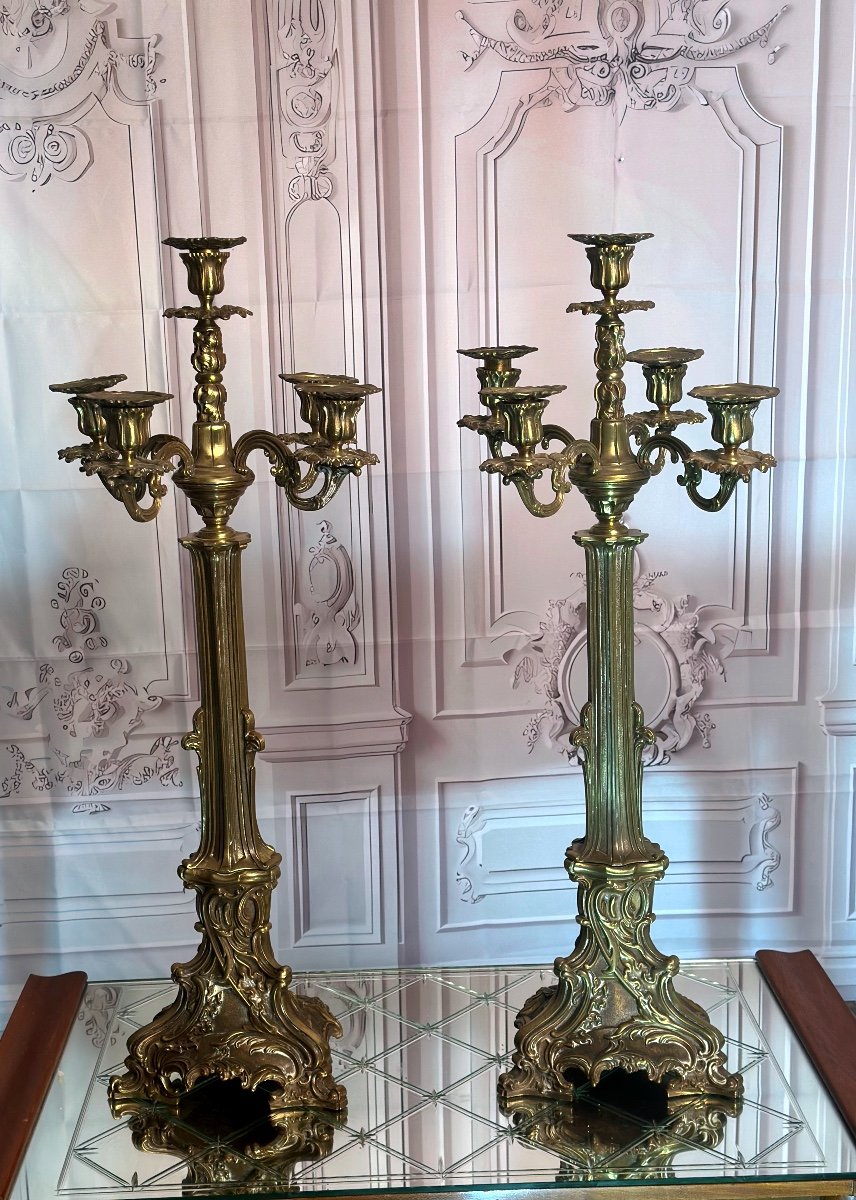 Large Pair Of 19th Century Candelabras-photo-4