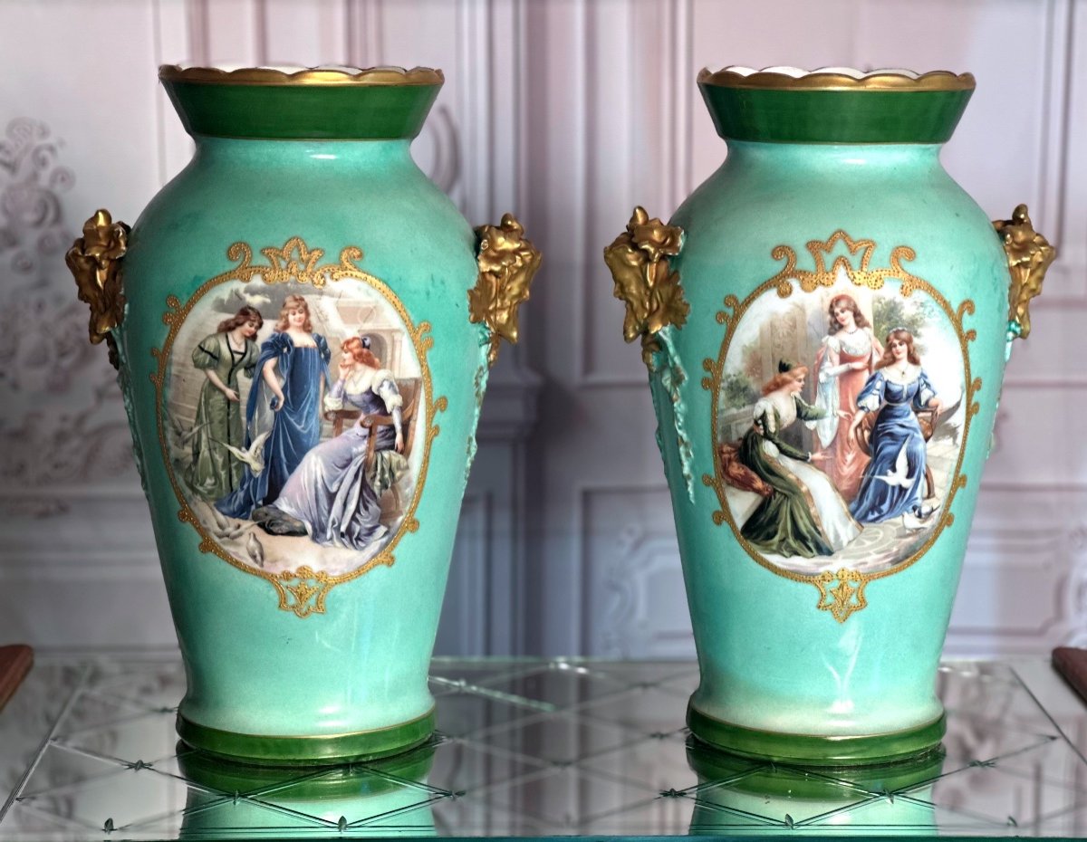  Paires De Vases En Porcelaine  William Guerin  Limoges -photo-2