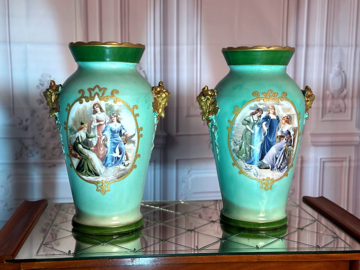  Paires De Vases En Porcelaine  William Guerin  Limoges -photo-3