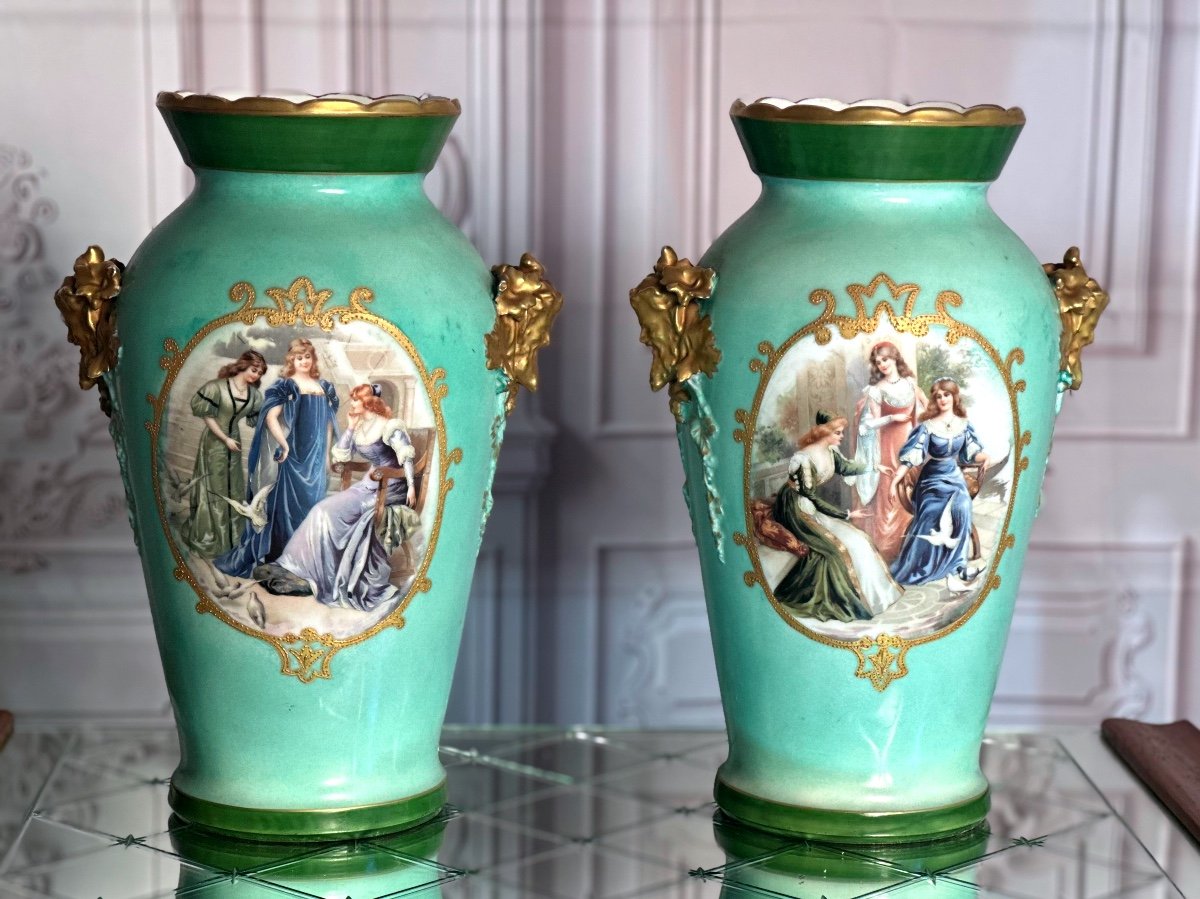  Paires De Vases En Porcelaine  William Guerin  Limoges -photo-4