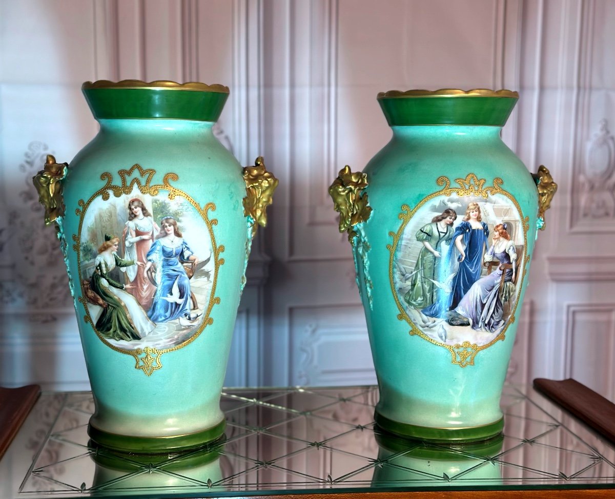  Paires De Vases En Porcelaine  William Guerin  Limoges 