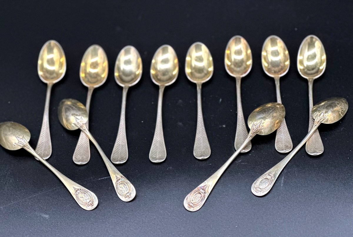  19th Century Silver Dessert Spoons Goldsmiths Philippe Berthier - Id: 683565-photo-2