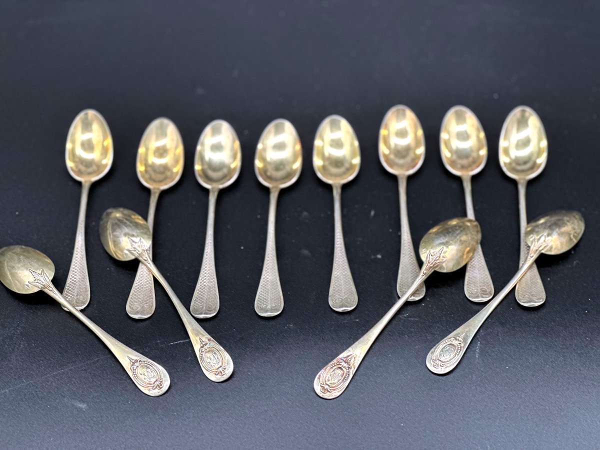  19th Century Silver Dessert Spoons Goldsmiths Philippe Berthier - Id: 683565