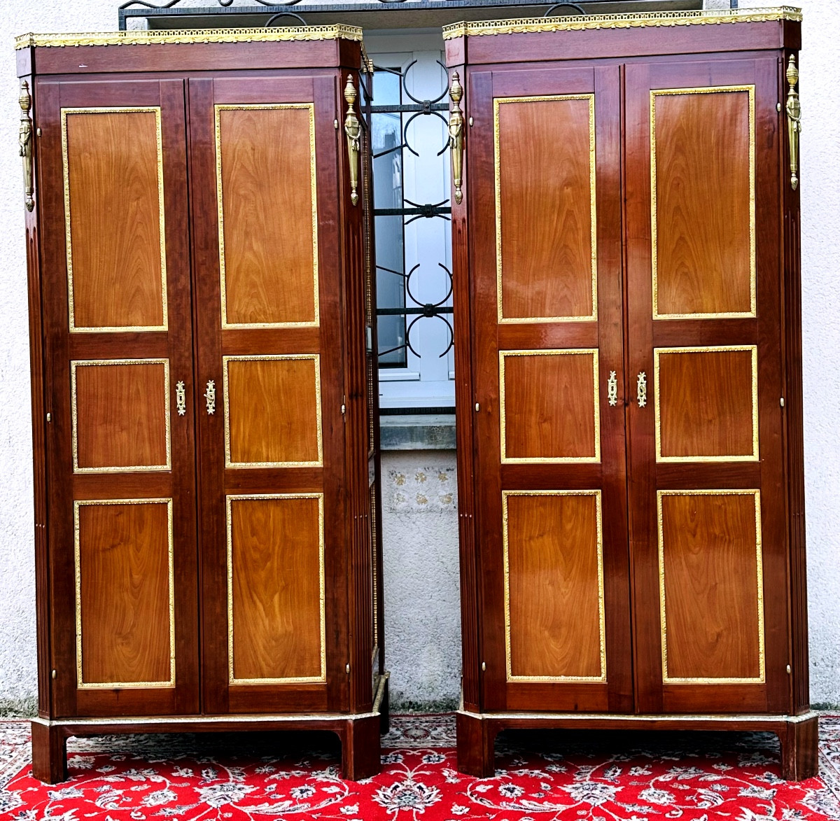  Pair Of Louis XVI Period Two-door Mahogany Wardrobes-photo-7