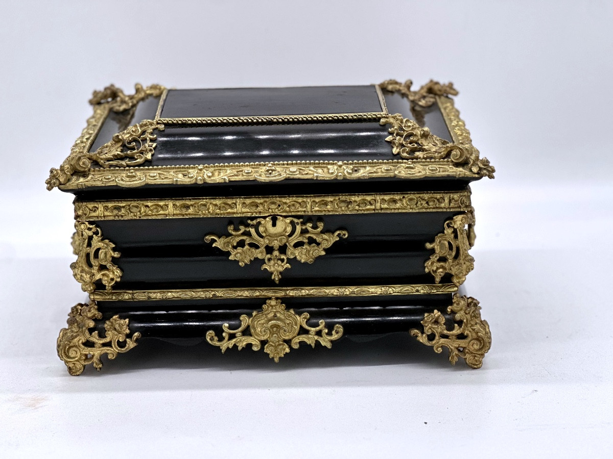  Black And Bronze Boulle Box, Napoleon III Period-photo-3