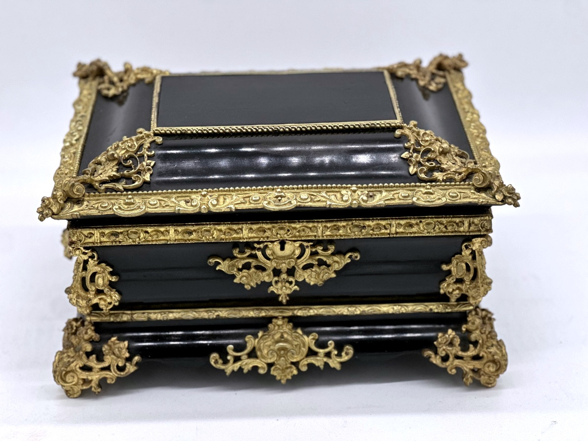  Black And Bronze Boulle Box, Napoleon III Period-photo-4