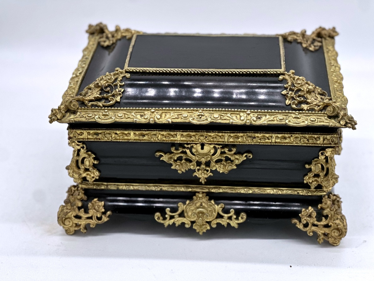  Black And Bronze Boulle Box, Napoleon III Period-photo-2