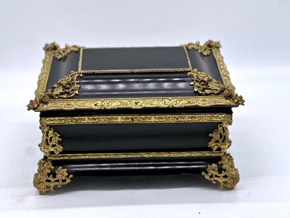  Black And Bronze Boulle Box, Napoleon III Period-photo-4