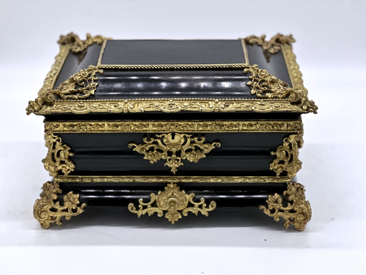  Black And Bronze Boulle Box, Napoleon III Period-photo-6