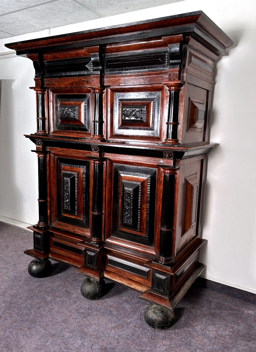 17th Century Dutch Renaissance Armoire Ebony And Mahogany-photo-2