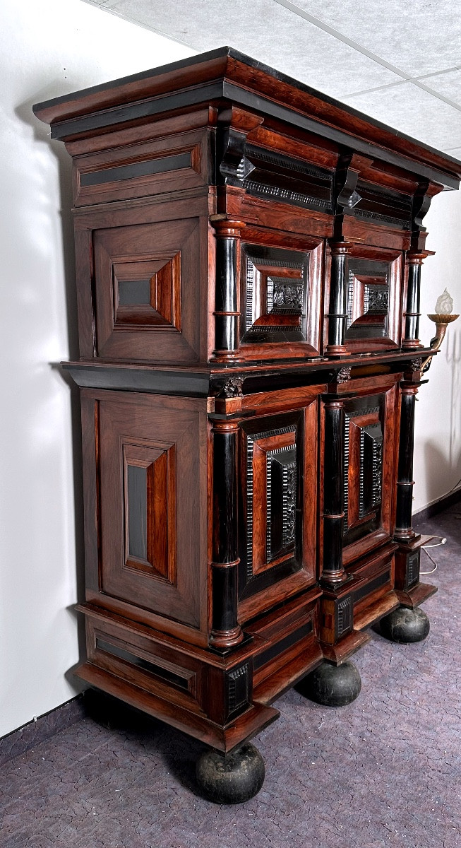 17th Century Dutch Renaissance Armoire Ebony And Mahogany-photo-3