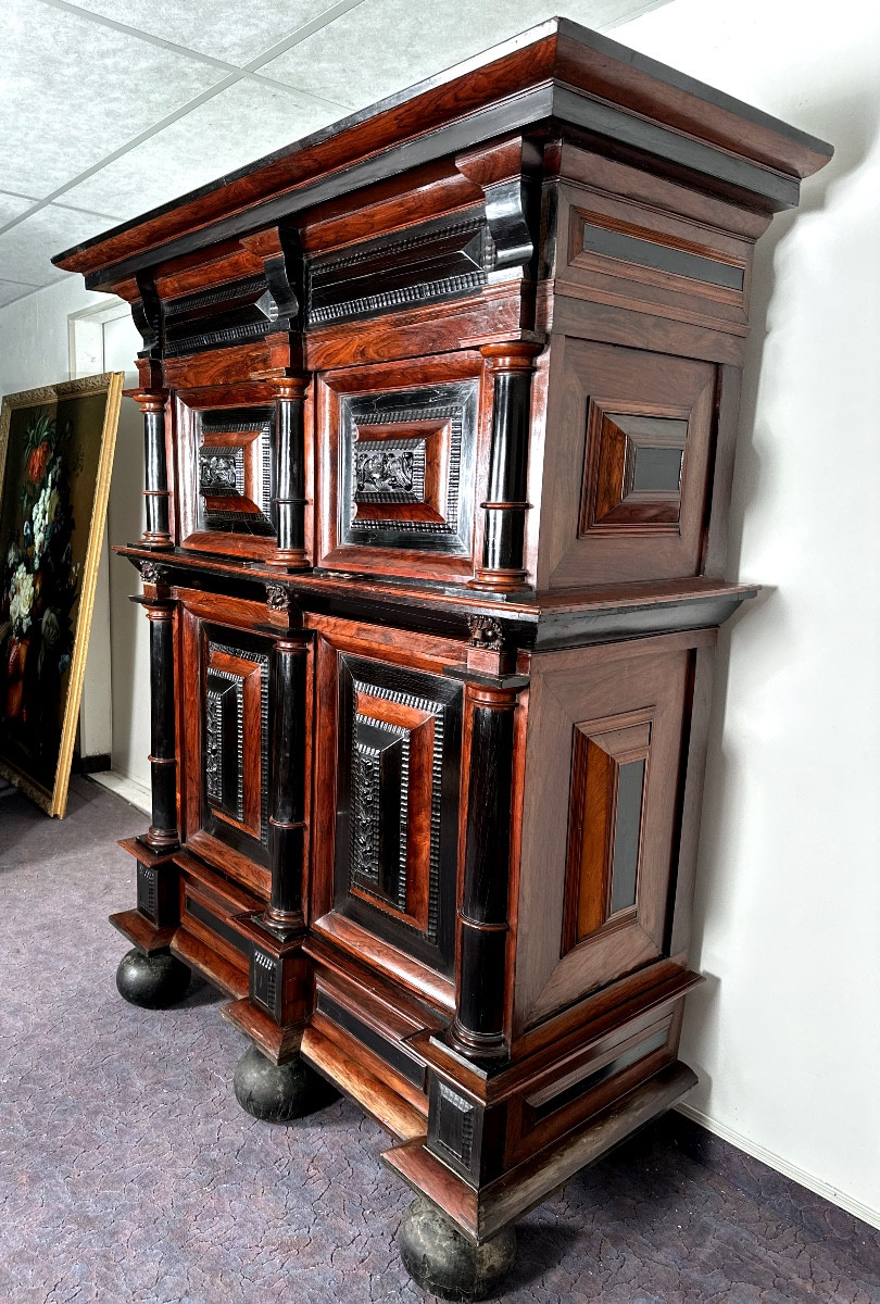 17th Century Dutch Renaissance Armoire Ebony And Mahogany-photo-4