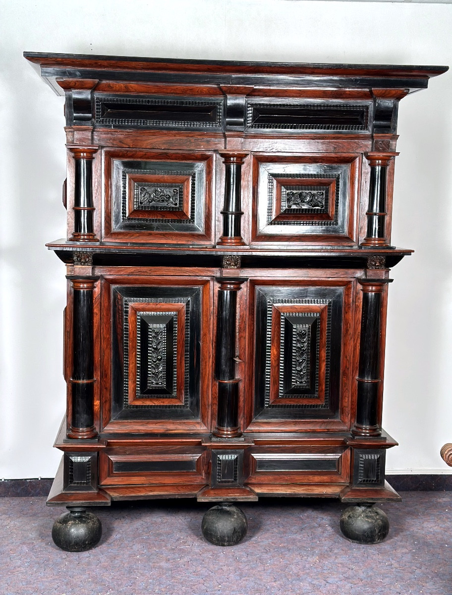 17th Century Dutch Renaissance Armoire Ebony And Mahogany-photo-1