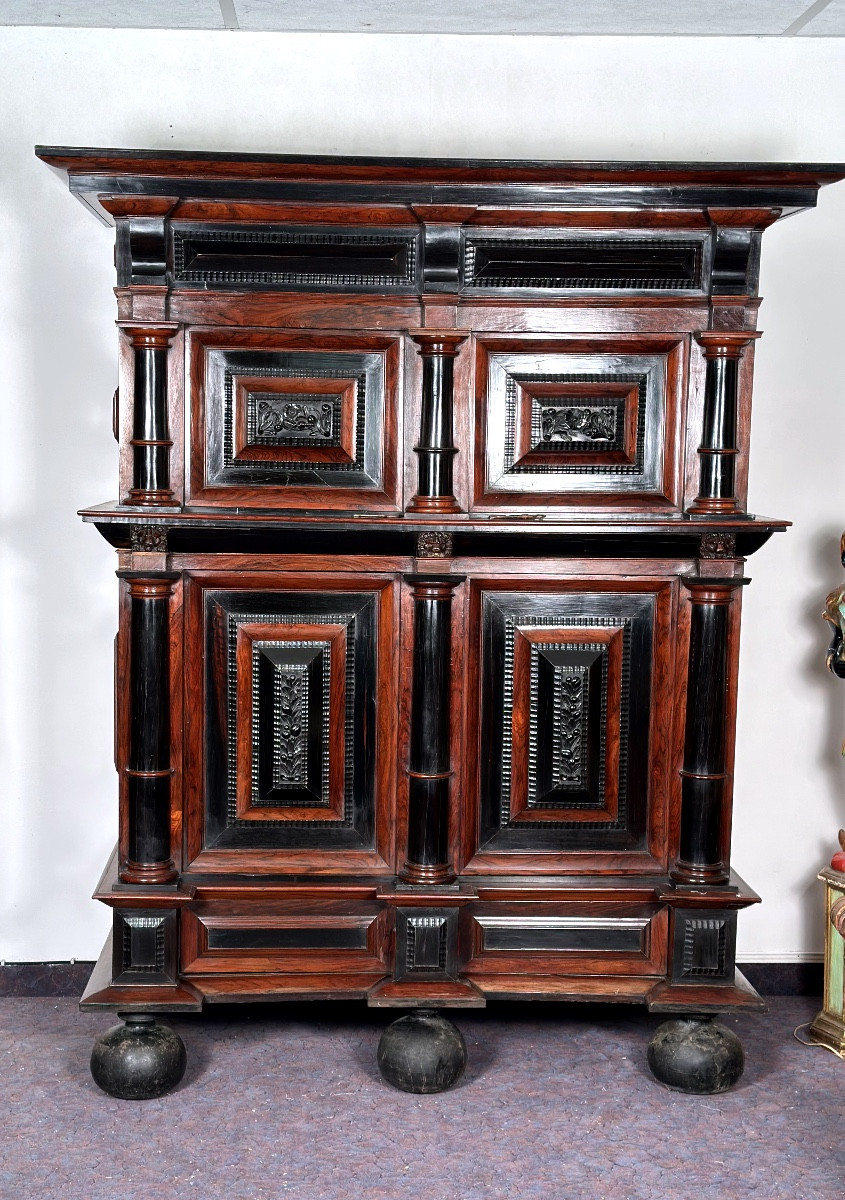 17th Century Dutch Renaissance Armoire Ebony And Mahogany-photo-6