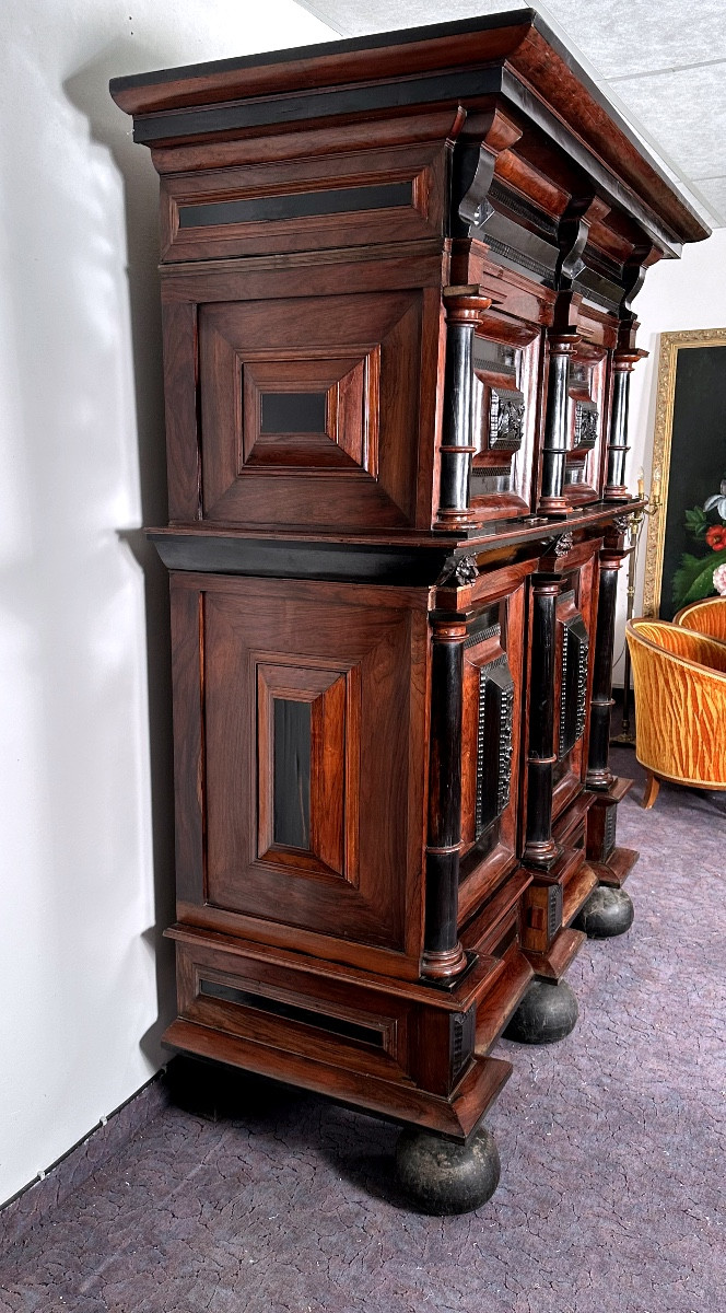 17th Century Dutch Renaissance Armoire Ebony And Mahogany-photo-7