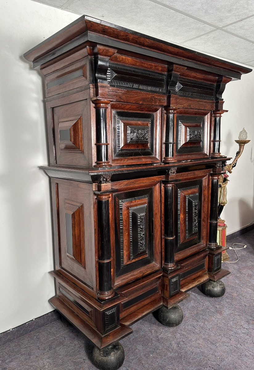 17th Century Dutch Renaissance Armoire Ebony And Mahogany-photo-8