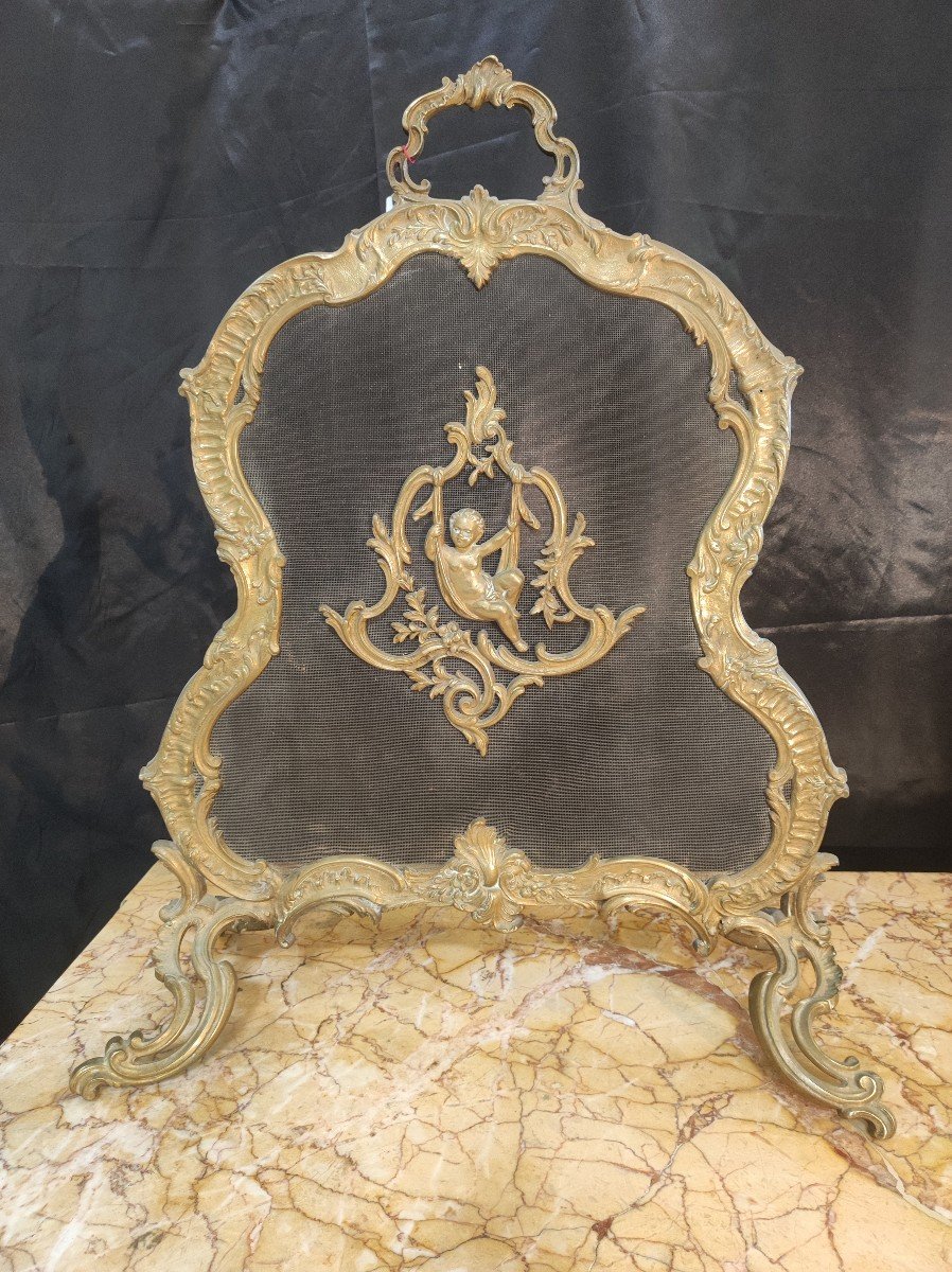 Antique Louis XV  Firescreen In Gilt Bronze