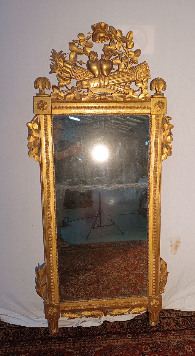  Miroir En Bois doré Sculpté   d'époque Louis XVI-photo-4