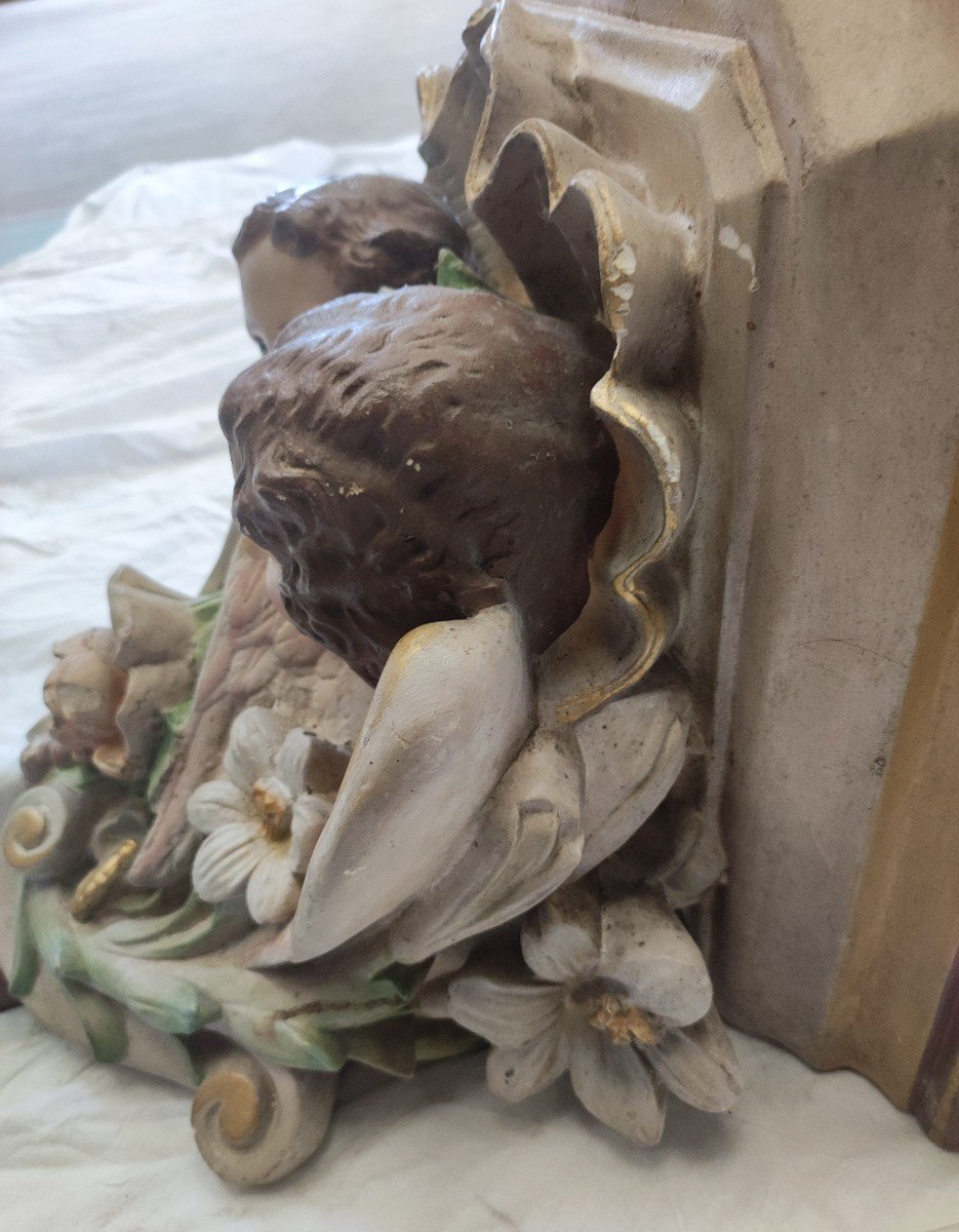 Large Base Statue Wall Console Cherub-photo-3