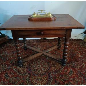 Table Louis XIII Carved Walnut Twisted Feet Haute Epoque XVIIth Century