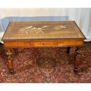 Ceremonial Middle Table With Inlaid Decor Mythological Scenes 19th Centuries