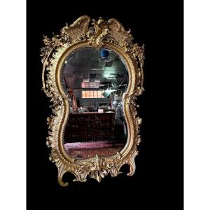 Large Louis XV Style Gilded Wood Mirror