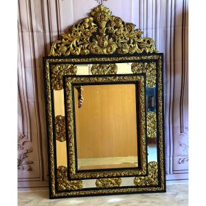 Brass Glazing Bead Mirror – 19th Century