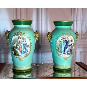  Paires De Vases En Porcelaine  William Guerin  Limoges 