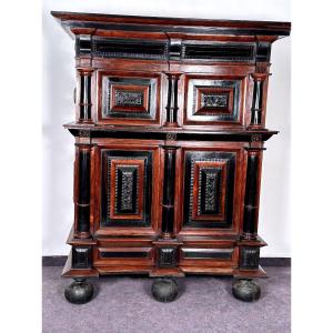 17th Century Dutch Renaissance Armoire Ebony And Mahogany