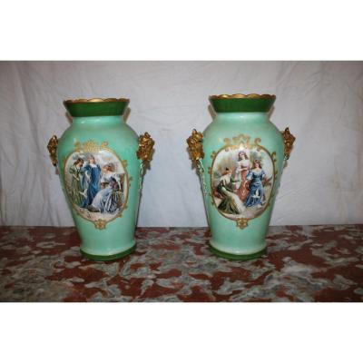 Very Beautiful Pair Of Glazed Earthenware Vase From Limoges