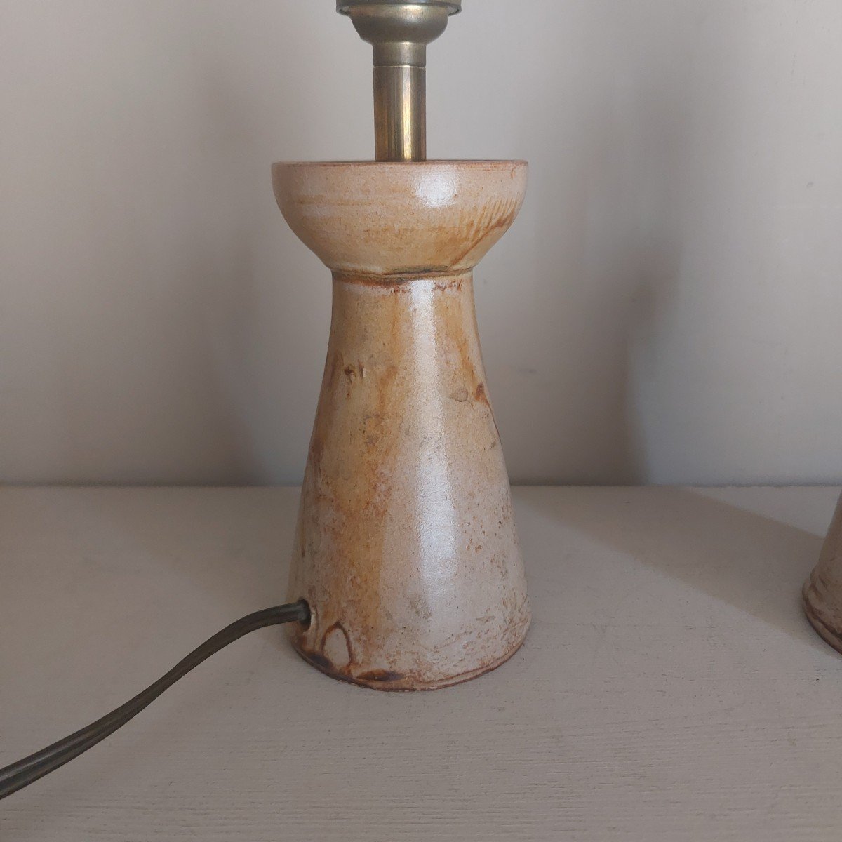 Pair Of Enamelled Stoneware Lamps Circa 1960-photo-2