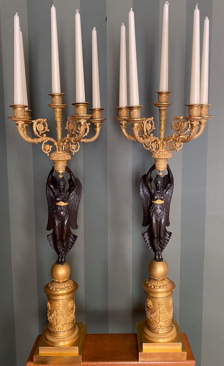 A Pair Of Ormolu Candelabra Attributed To P-ph Thomire Or Claude Galle 1800-1815