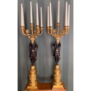 A Pair Of Ormolu Candelabra Attributed To P-ph Thomire Or Claude Galle 1800-1815